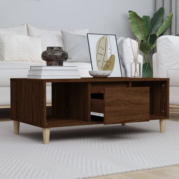 Mesa de centro madera contrachapada marrón roble 90x50x36.5 cm D