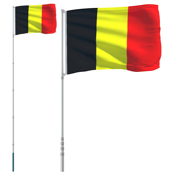 Mástil y bandera de Bélgica aluminio 5.55 m M 2