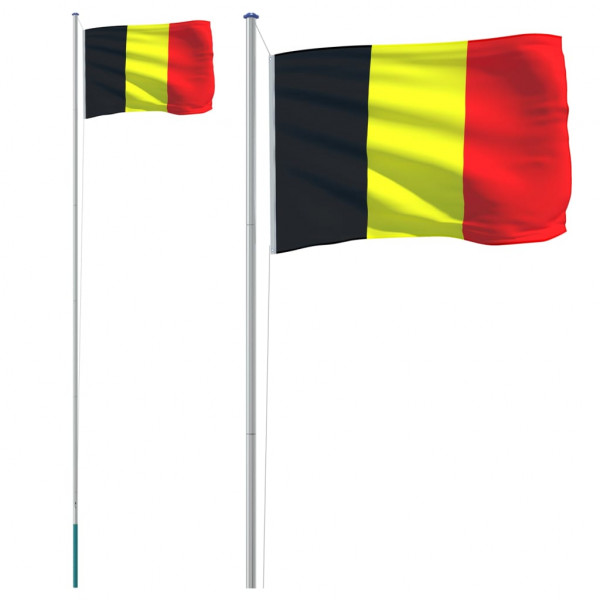 Mástil y bandera de Bélgica aluminio 6.23 m M 2