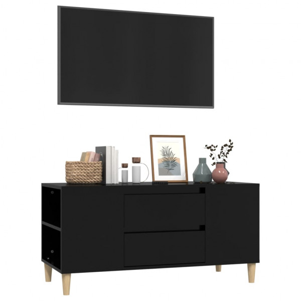 Mueble para TV madera contrachapada negro 102x44.5x50 cm M 4