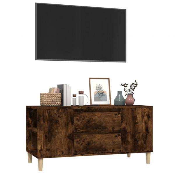 Mueble de TV madera contrachapada roble ahumado 102x44.5x50 cm M 4