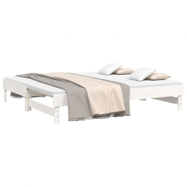 Sofá-cama de puxar 2x(75x190) cm madeira de pinho maciça branco M 3