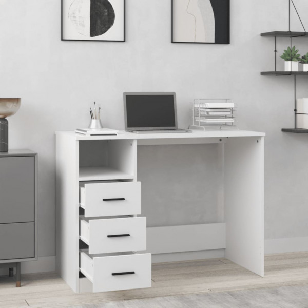 Escritorio cajones madera contrachapada blanco 102x50x76 cm M 3