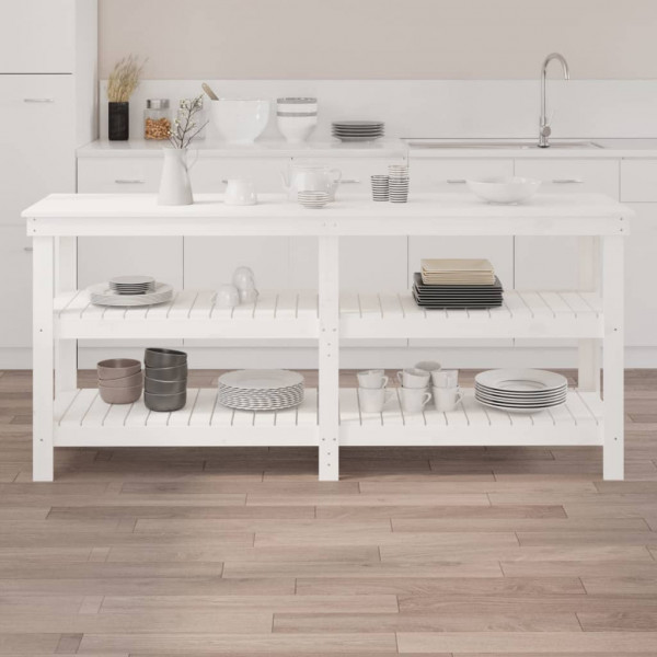 Banco de trabajo de madera maciza de pino blanco 181x50x80 cm M 3