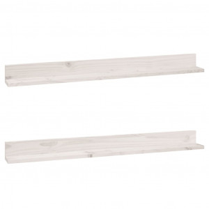 Estantes de pared 2 uds madera maciza de pino blanco 110x11x9cm H