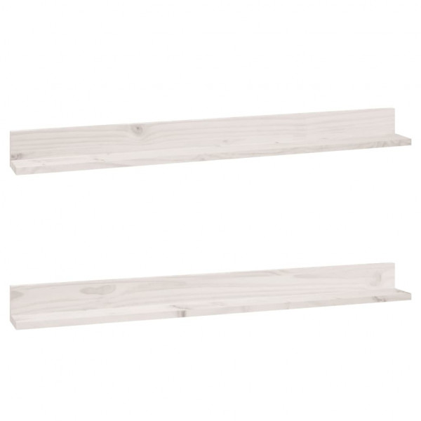 Prateleiras de parede 2 pcs 110x11x9 cm pinho maciço branco M 2