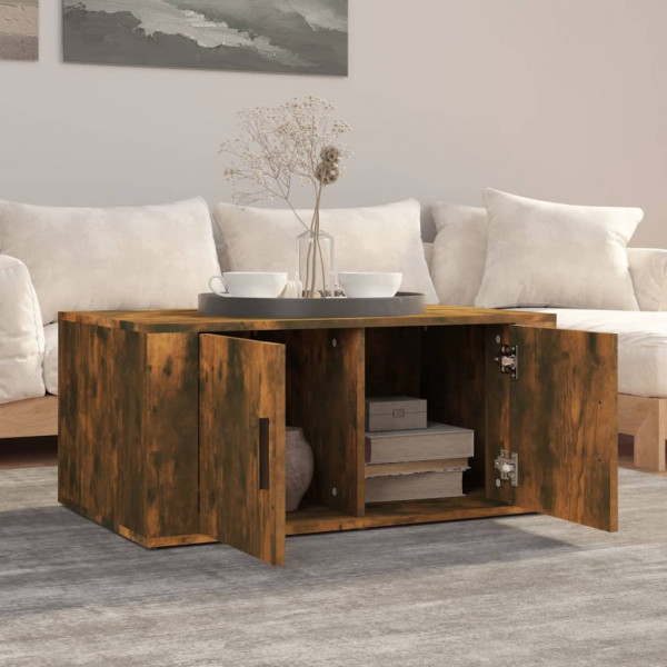 Mesa de centro madera contrachapada roble ahumado 80x50x36 cm M 3