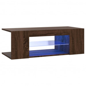 Mueble de TV con luces LED color roble marrón 90x39x30 cm H