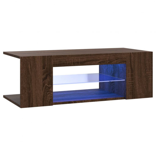 Mueble de TV con luces LED color roble marrón 90x39x30 cm M 2