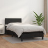 Cama box spring con colchón cuero sintético negro 90x190 cm 1