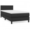 Cama box spring con colchón cuero sintético negro 90x190 cm 2