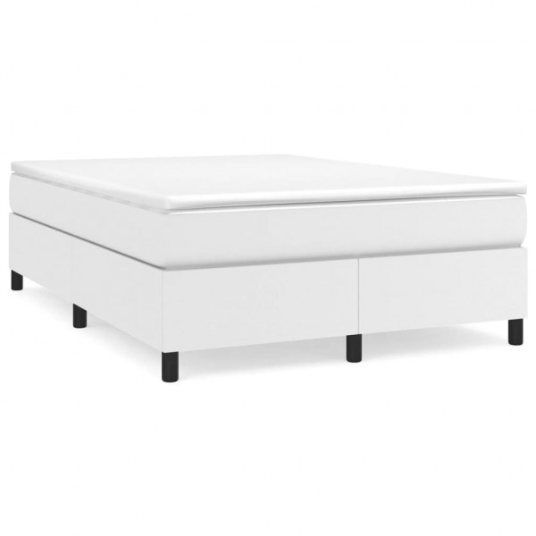 Cama box spring con colchón cuero sintético blanco 140x200cm M 2