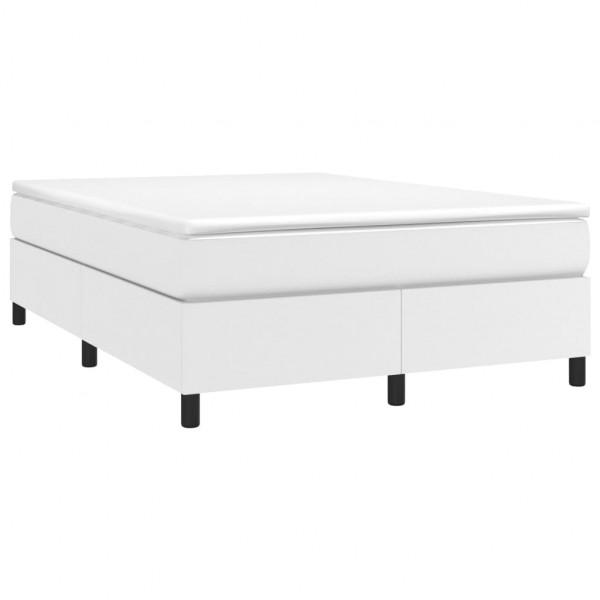 Cama box spring con colchón cuero sintético blanco 140x200cm M 3