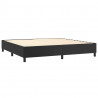 Cama box spring con colchón cuero sintético negro 200x200 cm 4