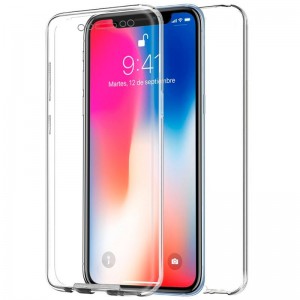 Fundação COOL Silicone 3D para iPhone X / iPhone XS (Border Transparent + Trasera) H