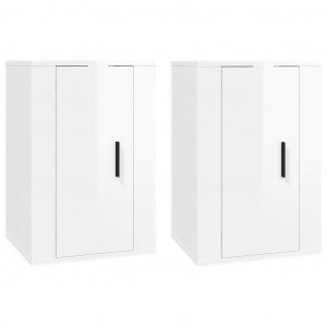 Móveis de TV de parede 2 pcs 40x34.5x60 cm branco brilhante H