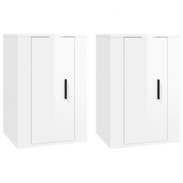 Muebles para TV de pared 2 uds blanco brillante 40x34.5x60 cm M 2
