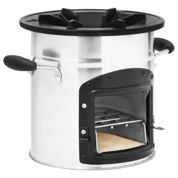 Cocina leña camping acero inoxidable plateado 45.5x33x25.5 cm M 3