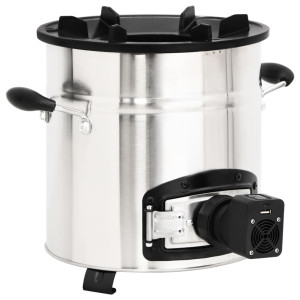 Cocina leña ventilador USB acero inoxidable plata 35.5x26x28 cm H