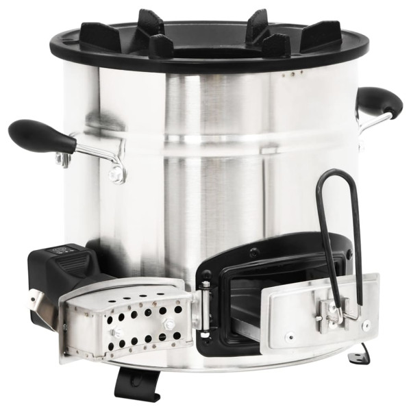 Cocina leña ventilador USB acero inoxidable plata 35.5x26x28 cm M 4