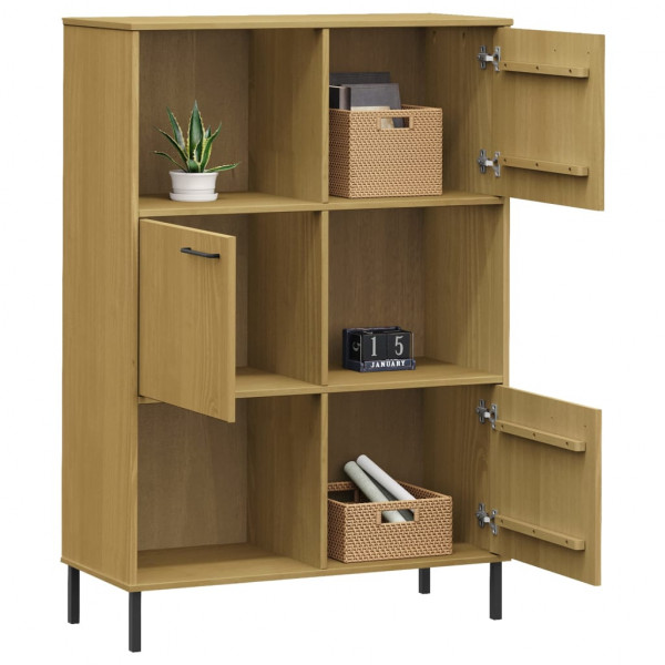 Librería patas de metal OSLO madera maciza marrón 90x35x128.5cm M 3