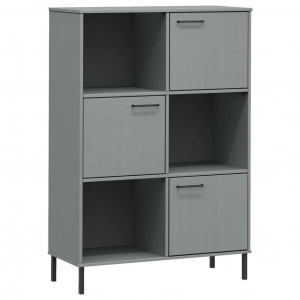 Librería patas de metal OSLO madera maciza gris 90x35x128.5cm H