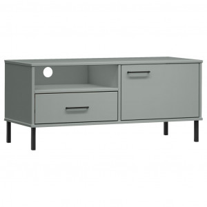 Mueble de TV con patas de metal OSLO madera maciza pino gris H