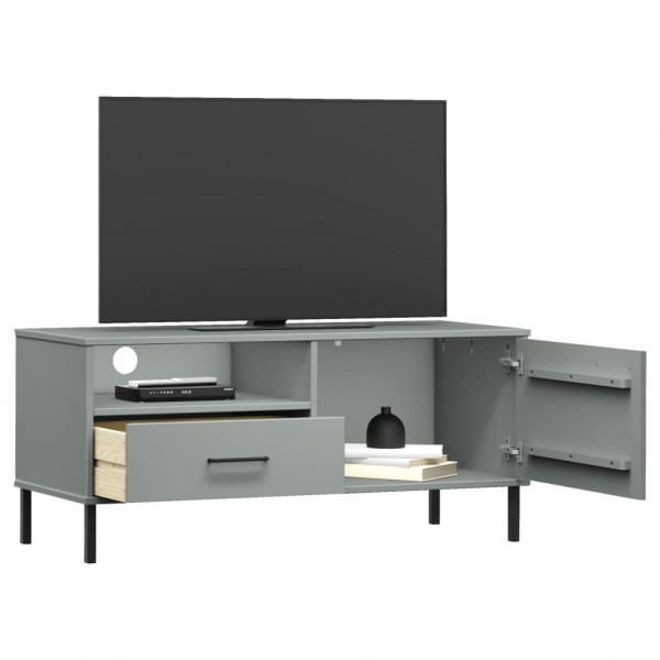 Mueble de TV con patas de metal OSLO madera maciza pino gris M 3