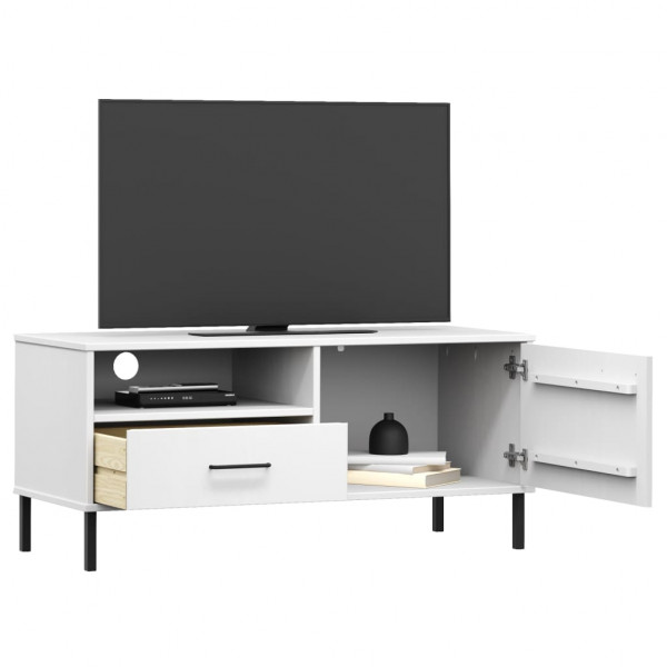 Mueble de TV con patas de metal OSLO madera maciza pino blanco M 3