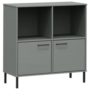Librería patas de metal OSLO madera maciza gris 90x35x90.5 cm H