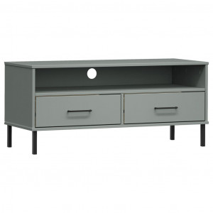 Mueble de TV con patas de metal OSLO madera maciza pino gris H