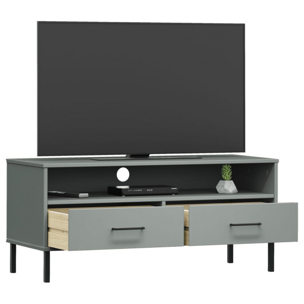 Mueble de TV con patas de metal OSLO madera maciza pino gris M 3