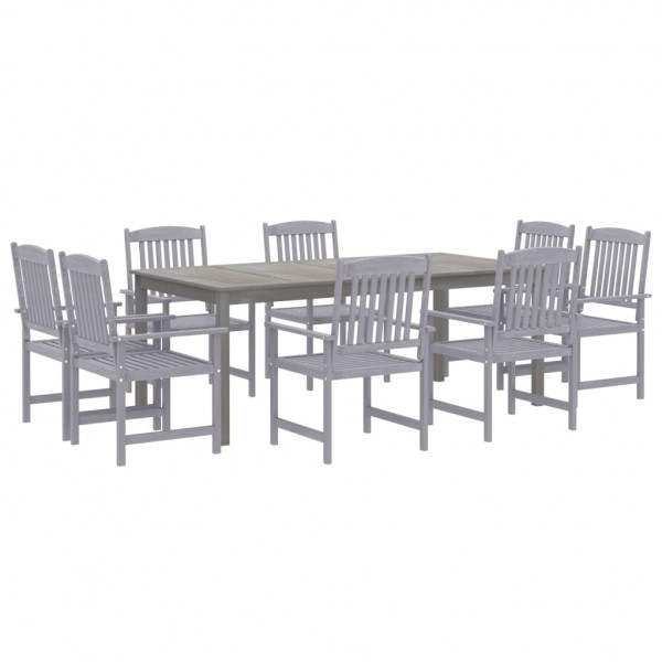 Juego de comedor para jardín 9 piezas madera maciza acacia gris M 3