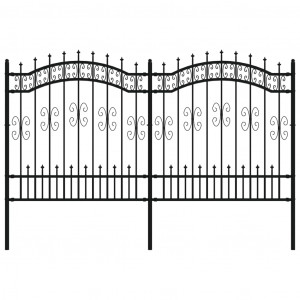 Valla de jardín con punta de lanza acero recubierto negro 165cm H