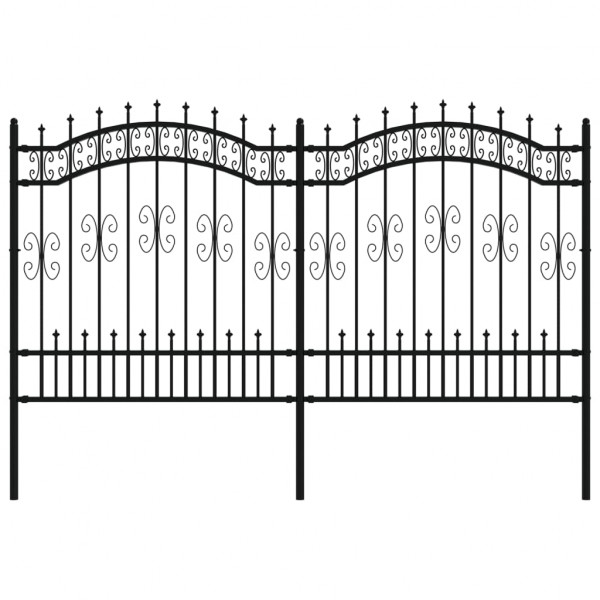 Valla de jardín con punta de lanza acero recubierto negro 165cm M 2
