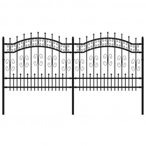 Cerca jardim c/ topo em lanças 140 cm aço revestido a pó preto H