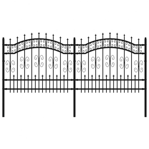 Valla de jardín con punta de lanza acero recubierto negro 140cm M 2