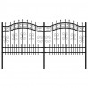 Valla de jardín con punta de lanza acero recubierto negro 140cm 2