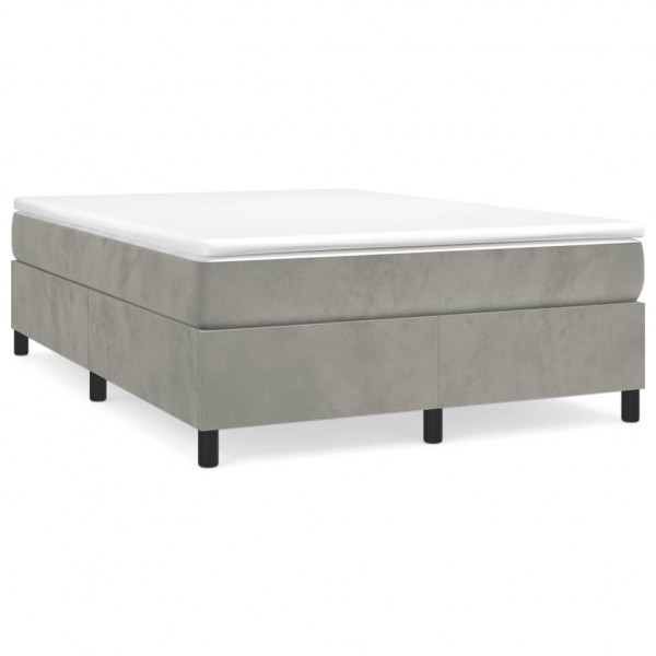 Cama box spring con colchón terciopelo gris claro 140x190 cm M 2