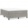 Cama box spring con colchón terciopelo gris claro 140x190 cm 2