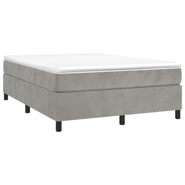Cama box spring con colchón terciopelo gris claro 140x190 cm M 3