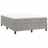 Cama box spring con colchón terciopelo gris claro 140x190 cm 3