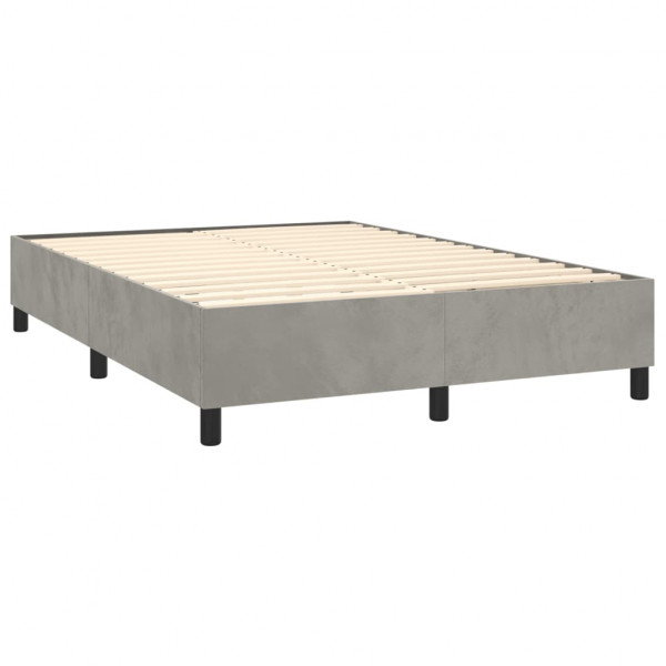 Cama box spring con colchón terciopelo gris claro 140x190 cm M 4