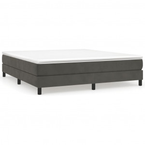 Cama box spring con colchón terciopelo gris oscuro 180x200 cm H