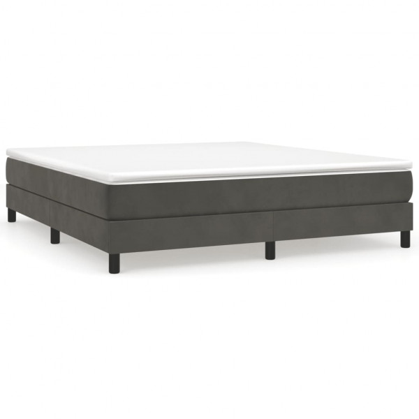 Cama box spring con colchón terciopelo gris oscuro 180x200 cm M 2