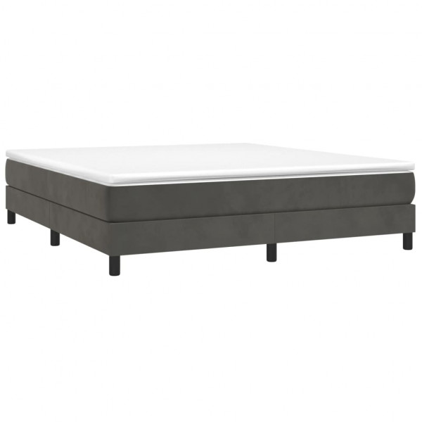 Cama box spring con colchón terciopelo gris oscuro 180x200 cm M 3