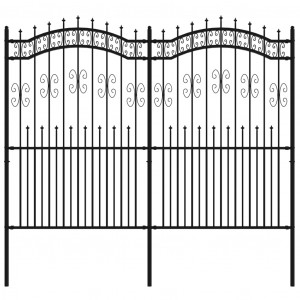 Valla de jardín con punta de lanza acero recubierto negro 222cm H