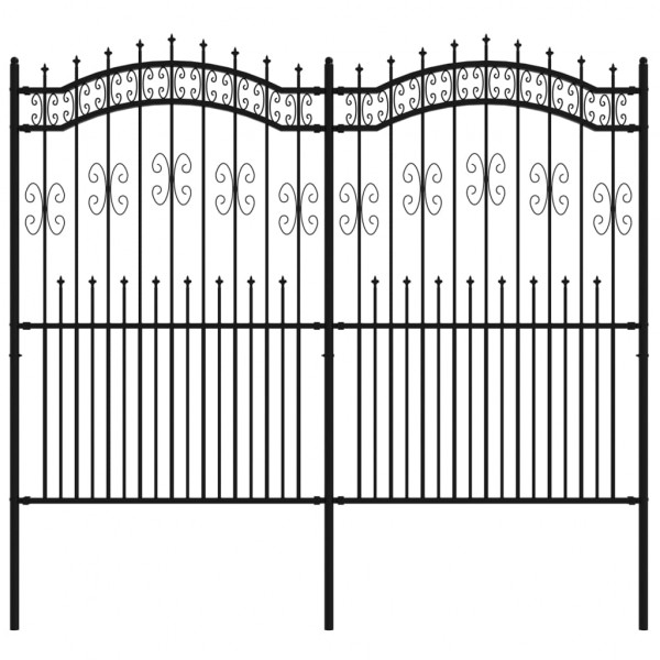 Valla de jardín con punta de lanza acero recubierto negro 222cm M 2