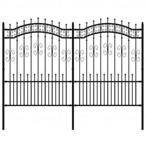 Valla de jardín con punta de lanza acero recubierto negro 190cm H