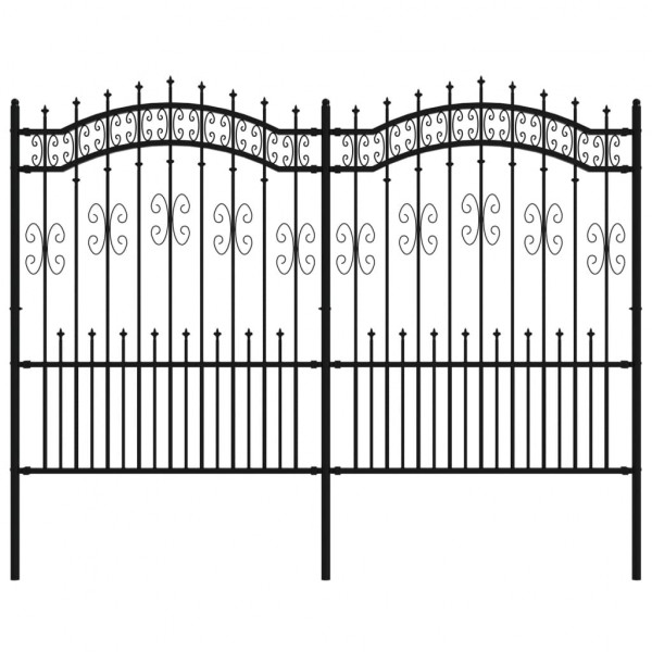 Valla de jardín con punta de lanza acero recubierto negro 190cm M 2